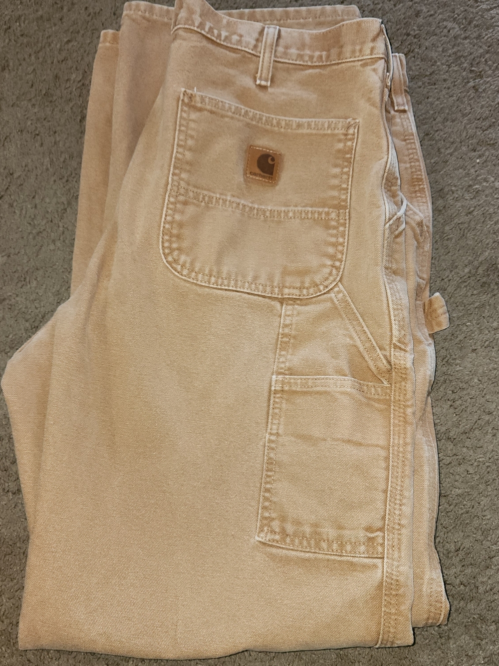 Carhartt Light Beige Utility Carpenter Pants with Logo Patch
